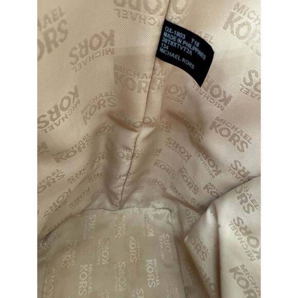 Michael Kors Handbag & Wallet Set Monogram Shiny Peach Tan Leather Gold Plate - Picture 12 of 16